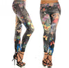 Colorful Painted Floral Imitated Jeans