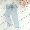 Elastic Solid Blue Jeans Pants Fashion Baby Girls Kids