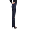 Elastic Waist Jeans Mothers Straight Embroidery Flower