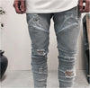 Destroyed Mens Slim Denim Straight Biker Skinny