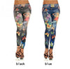 Colorful Painted Floral Imitated Jeans