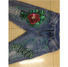 Hole Ripped Floral Paint Stretch Jeans