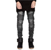 Men Straight Slim Fit Biker Jeans Pant Denim