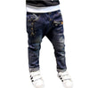 Denim Trousers Kids Dark Blue Designed Pants