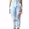 Ripped Hole High Waist Jeans Pants Pencil Trousers